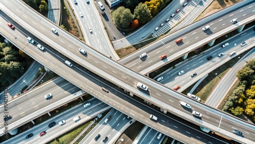 Aerial View Highway Traffic Concept