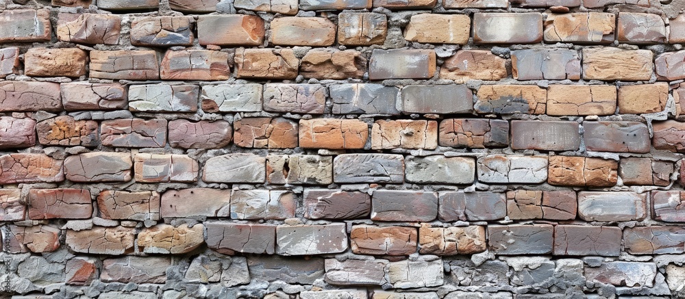 Fototapeta premium Brick wall with a mix of old and new bricks suitable as a background for designs and presentations providing space for text or images. Copy space image. Place for adding text and design