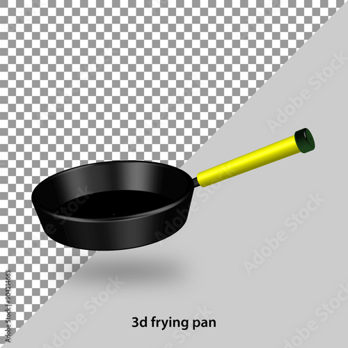 3D Frying pan vector illustration.