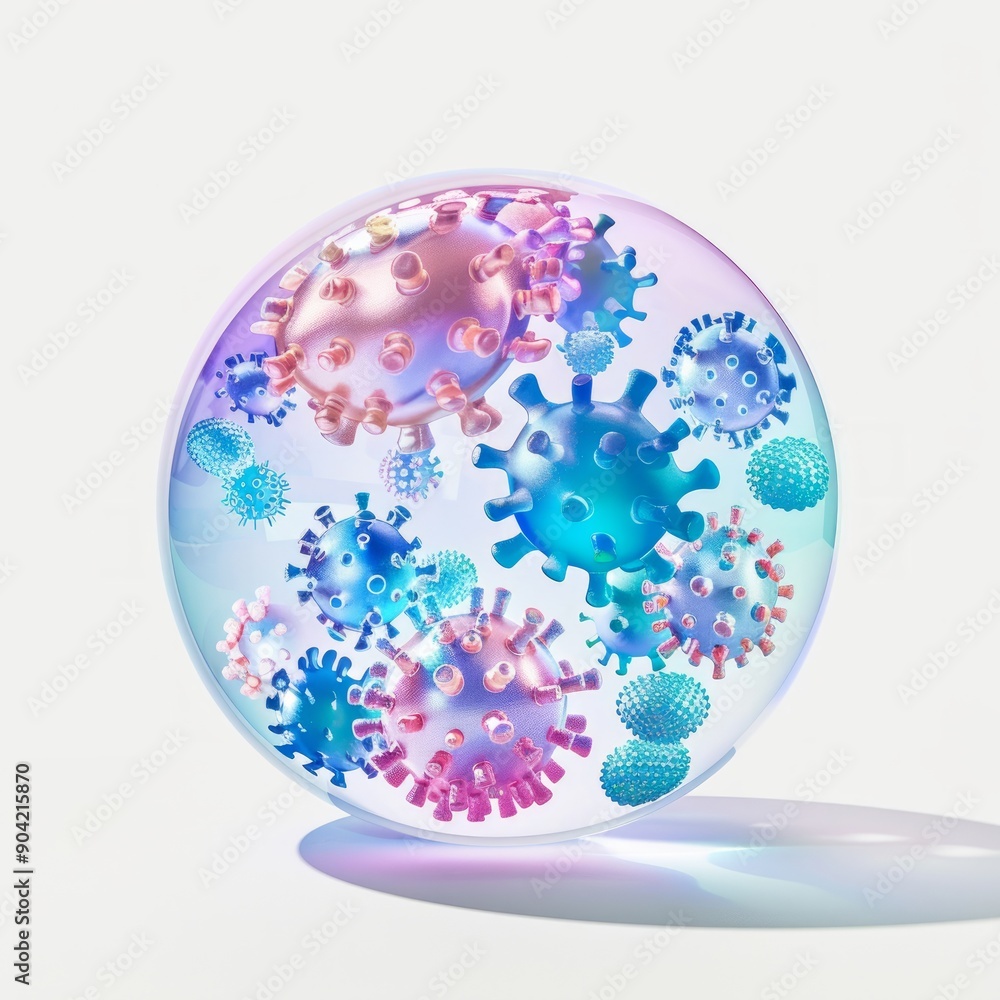 medium shot of VIRUS GROUP in bacterial style in flat shield, isolated on a white background medium shot of VIRUS GROUP in bacterial style in flat shield, isolated on a white background