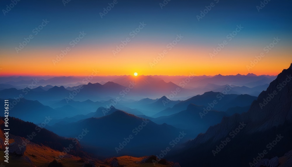 A breathtaking sunset over a mountain range A breathtaking sunset over a mountain range
