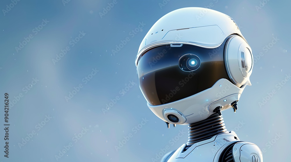 Naklejka premium Advanced humanoid robot with futuristic design.