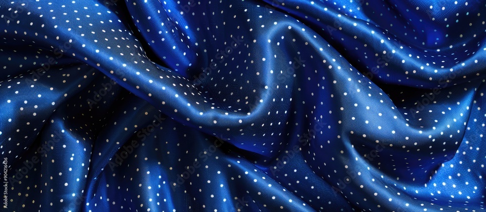 Shiny royal blue fabric with metallic polka dots is ideal for your project with a royal choice featuring copy space image Shiny royal blue fabric with metallic polka dots is ideal for your project with a royal choice featuring copy space image