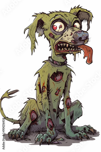 A dog with a tongue hanging out and a bloody mouth