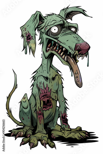 A dog with a tongue hanging out and a bloody mouth