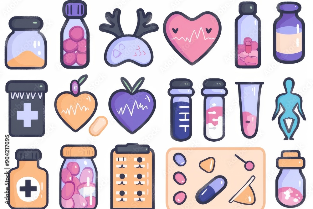 Colorful Medical Icons Creative Concept Art Modern Illustration Health and Wellness Medical Symbols Colorful Medical Icons Creative Concept Art Modern Illustration Health and Wellness Medical Symbols