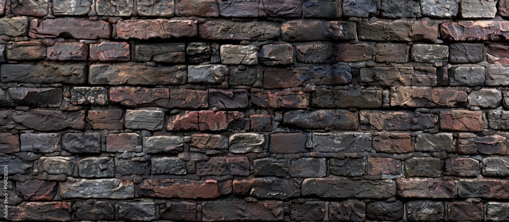 Fototapeta premium Brick wall showcasing a mix of weathered and fresh bricks ideal for designs and presentations with abundant copy space image