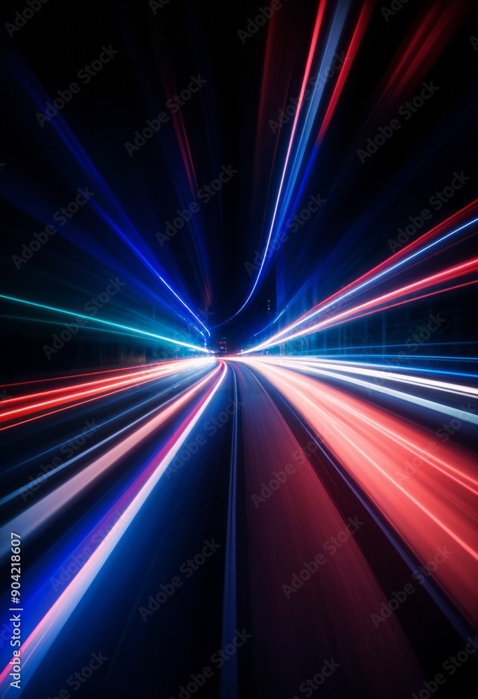 A blurred night cityscape with colorful light trails, a high-speed motion or movement A blurred night cityscape with colorful light trails, a high-speed motion or movement