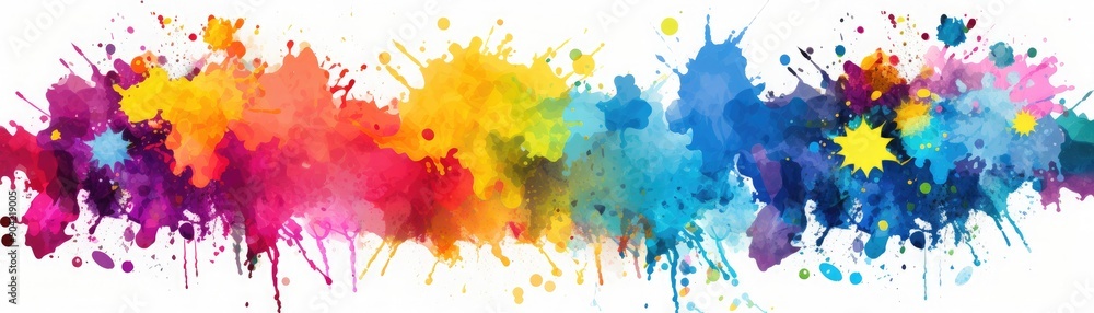 Fototapeta premium Welcome notes on rainbow-colored papers, scattered, bright and lively, watercolor, creative design