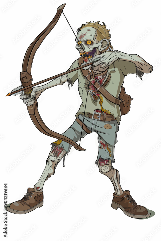 A zombie man is holding a bow and arrow A zombie man is holding a bow and arrow