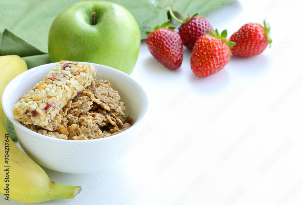 muesli with milk and fruit healthy food breakfast muesli with milk and fruit healthy food breakfast