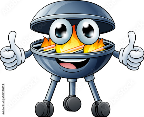 A barbecue cartoon mascot charcoal BBQ man person concept