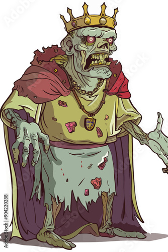 A zombie king with a crown and a necklace