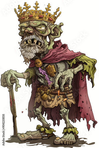 A creepy old man with a crown on his head