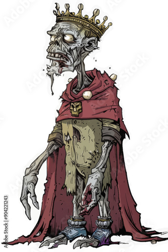 A zombie king with a crown on his head