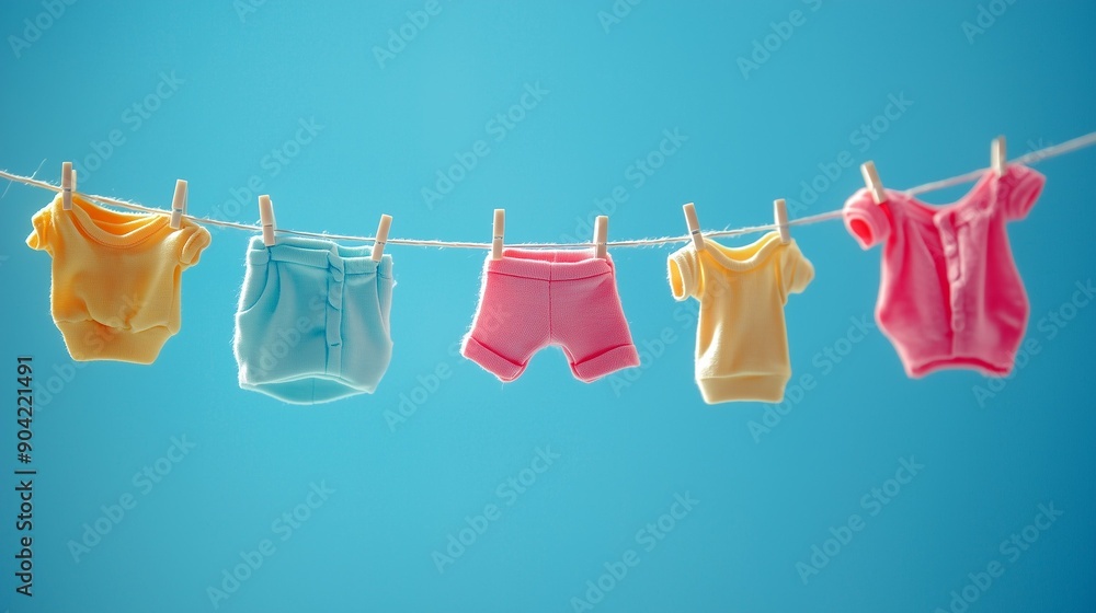 empty space, showcasing tiny clothing items on a miniature clothesline empty space, showcasing tiny clothing items on a miniature clothesline
