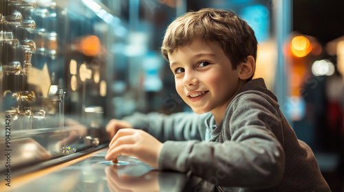 Boy having fun at a science museum