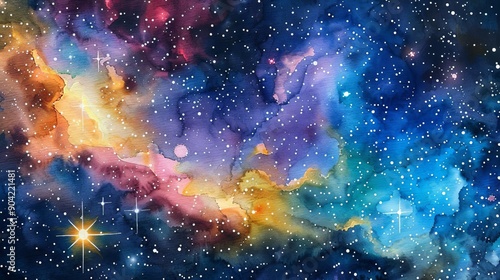 Astronomy workshops, star genus exploration, cosmic expedition, Watercolor style