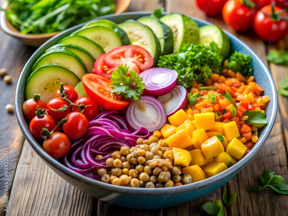 Colorful Healthy Salad Bowls With Fresh Ingredients - Vibrant Vegetarian Food, Organic Produce, Nutrient-Dense Foods, Wellness Photography Colorful Healthy Salad Bowls With Fresh Ingredients - Vibrant Vegetarian Food, Organic Produce, Nutrient-Dense Foods, Wellness Photography