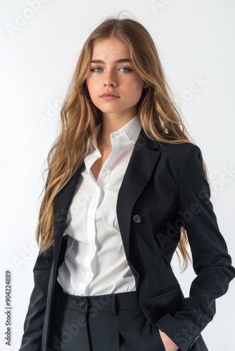 A businesswoman wearing formal suit isolated created with Generative AI