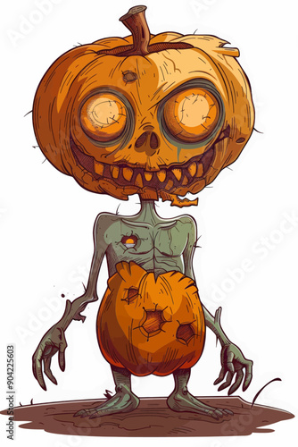 A creepy pumpkin with a skull on it