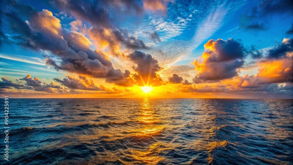 Vibrant Sunset Over Ocean Horizon Photography Vibrant Sunset Over Ocean Horizon Photography