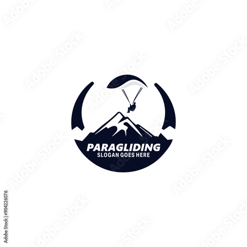 Paragliding logo design vector silhouette illustration