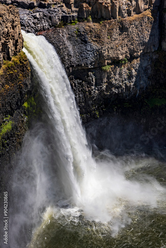 powerful Palouse Falls flowing from the basalt canyon to the Snake River in eastern Washington