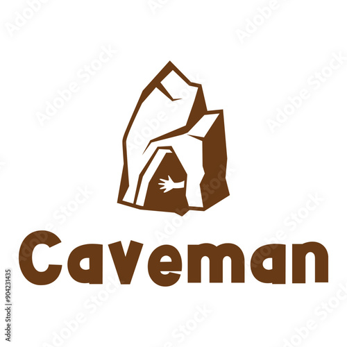 Caveman Flat Minimalist Logo Design