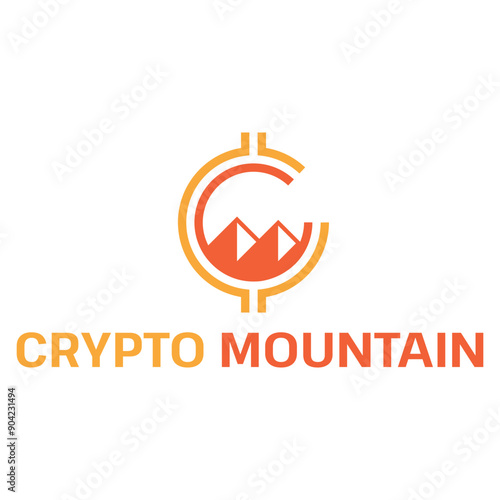 Crypto Mountain Flat Minimalist Logo Design