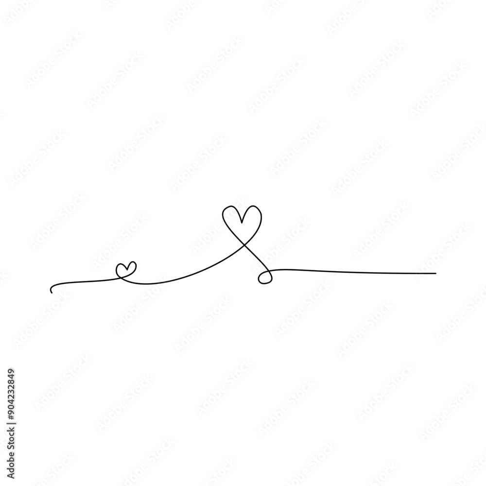 Heart continuous one line drawing, Black and white vector minimalist illustration of love concept made of one line Heart continuous one line drawing, Black and white vector minimalist illustration of love concept made of one line