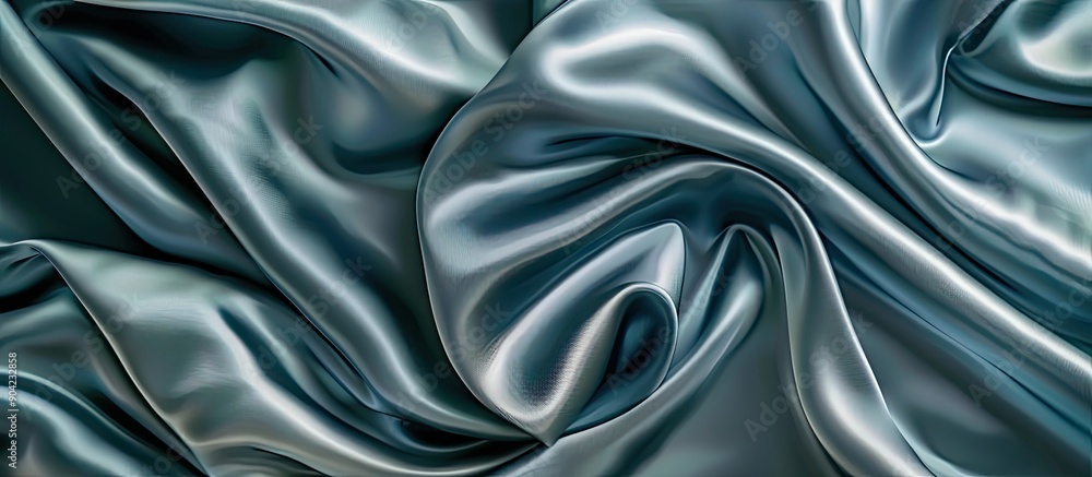 Stylish silk fabric with a luxurious slate blue color and elegant folds on a copy space image Stylish silk fabric with a luxurious slate blue color and elegant folds on a copy space image