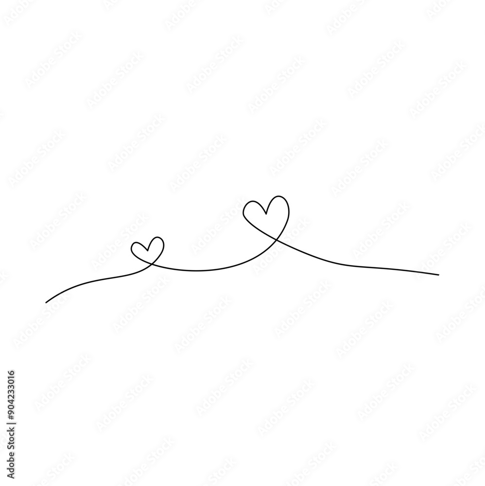 Heart continuous one line drawing, Black and white vector minimalist illustration of love concept made of one line Heart continuous one line drawing, Black and white vector minimalist illustration of love concept made of one line