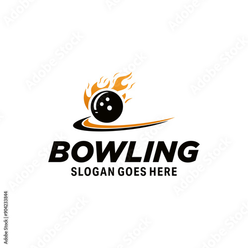 Hot bowling sport logo design vector illustration