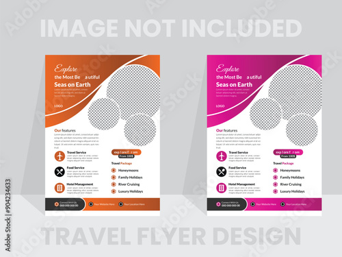 Unique travel flyer template design.