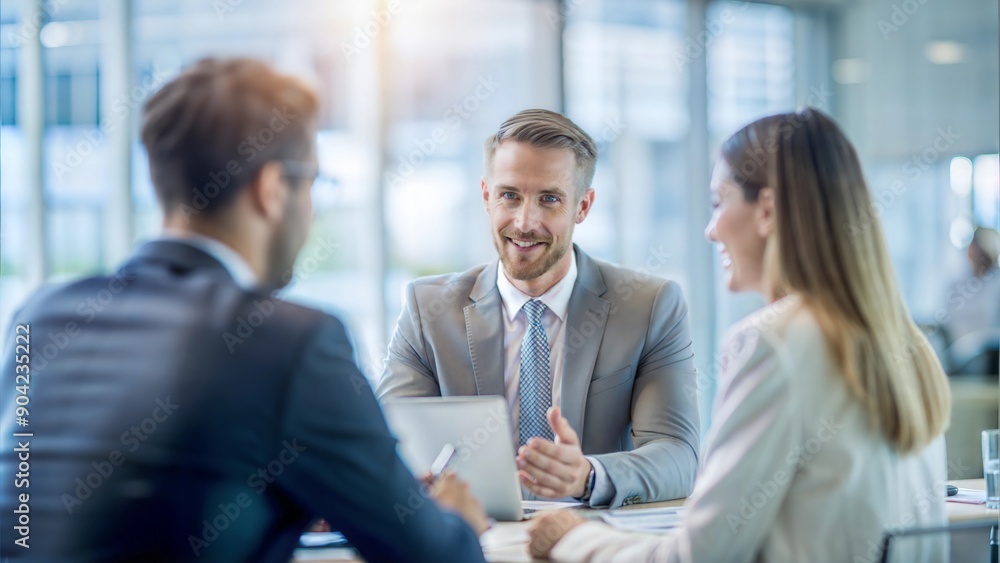 Insurance Agent Explaining Coverage – An agent discussing insurance options with clients, with a blurred office background.
Insurance Agent Explaining Coverage – An agent discussing insurance options with clients, with a blurred office background.