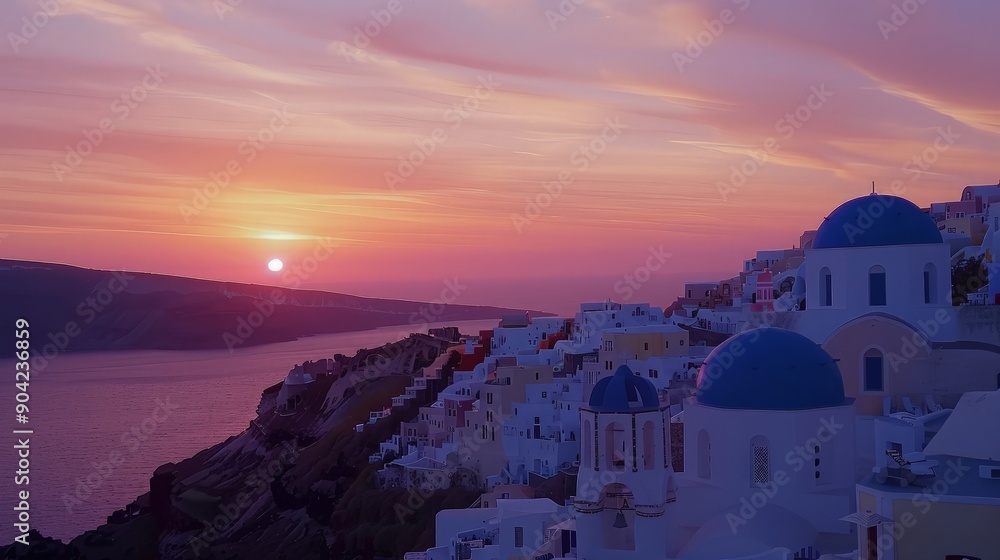 Fototapeta premium Sunset Over Santorini, Greece
