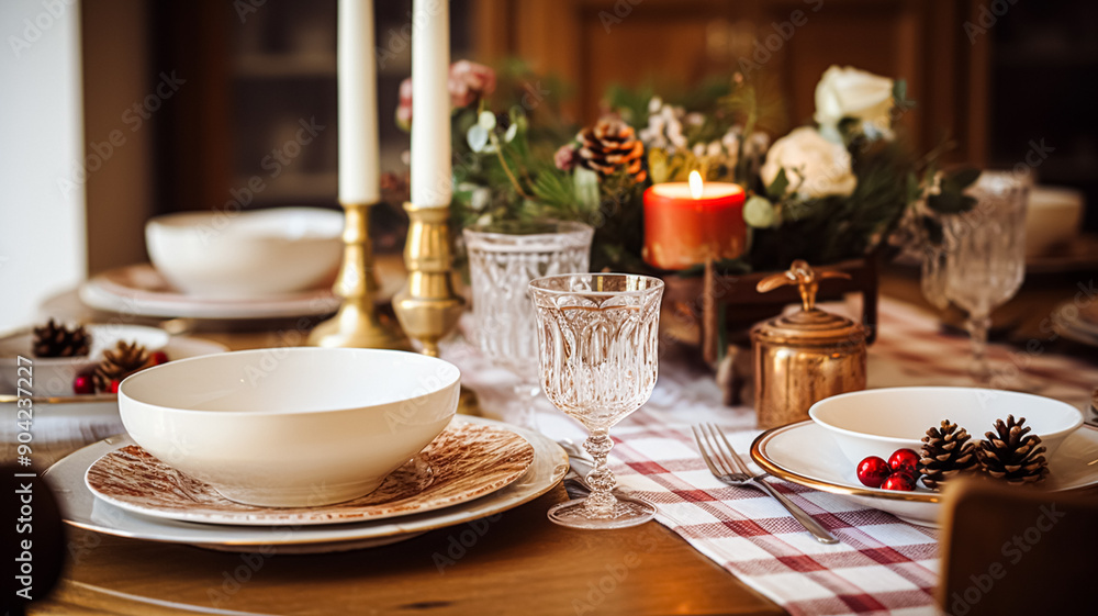 Christmas holiday family breakfast, table setting decor and festive tablescape, English country and home styling inspiration Christmas holiday family breakfast, table setting decor and festive tablescape, English country and home styling inspiration