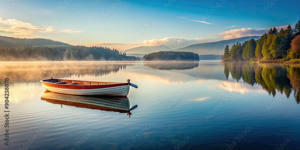 Boat floating peacefully on a serene lake , serene, water, reflection, peaceful, tranquil, nature, outdoor, beauty, scenic Boat floating peacefully on a serene lake , serene, water, reflection, peaceful, tranquil, nature, outdoor, beauty, scenic