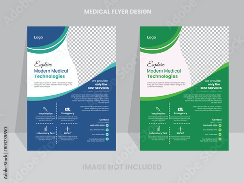 Modern medical flyer template design.