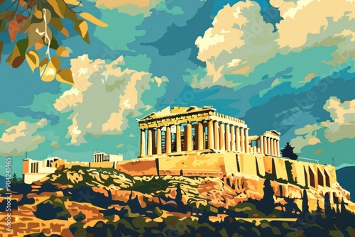 Landscape of Athens, Greece - Parthenon