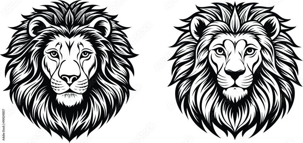 lion head silhouette vector design on white background. lion head silhouette vector design on white background.