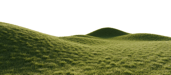 Hills with grass on a transparent background. 3D rendering.	
