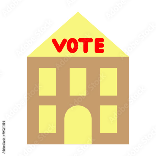 Election Polling Station Vector Flat Icon Design