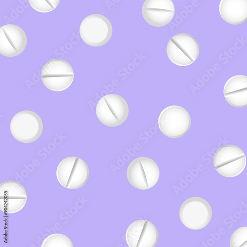 Minimal pharmacy concept. Vector seamless pattern with tablets and pills.  A health design element for websites, apps. EPS10.