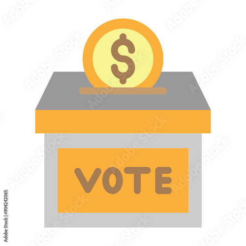 Campaign Donation Box Vector Flat Icon Design