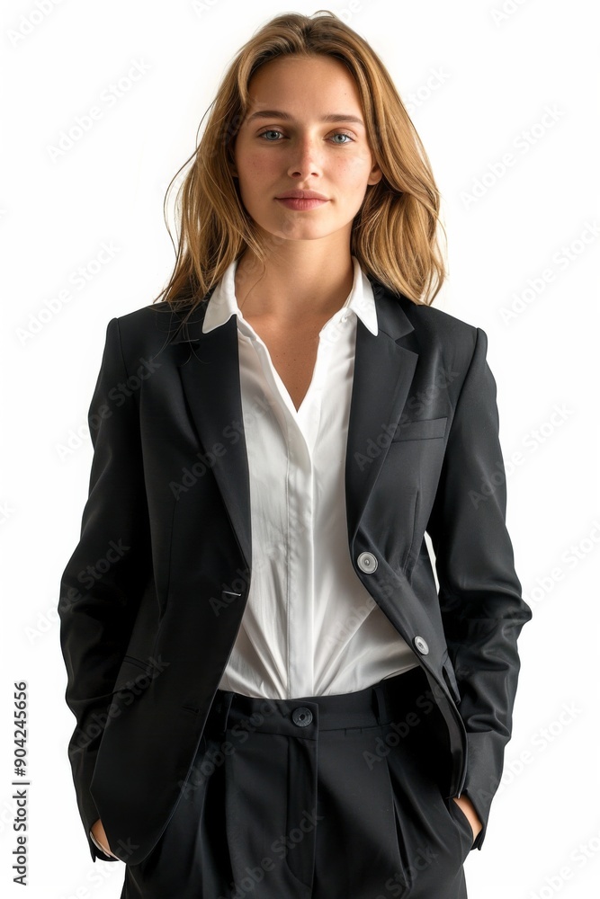 A businesswoman wearing formal suit isolated created with Generative AI A businesswoman wearing formal suit isolated created with Generative AI