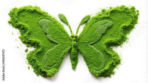Green Powder Butterfly Shape on White Background