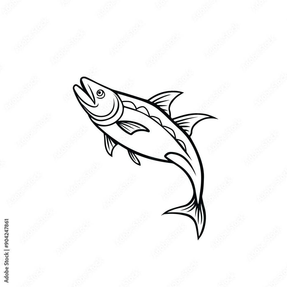 cobia fish jump vector line art cobia fish jump vector line art