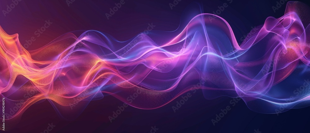 Naklejka premium Abstract colorful audio or sound wave background illustration. Music frequency curve line, digital radio signal spectrum